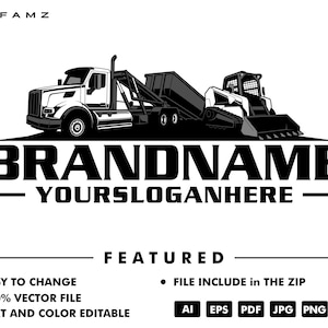 dump truck logo - truck logo - trucking logo - trailer - dump trailer - rental - service - contruction - automotive