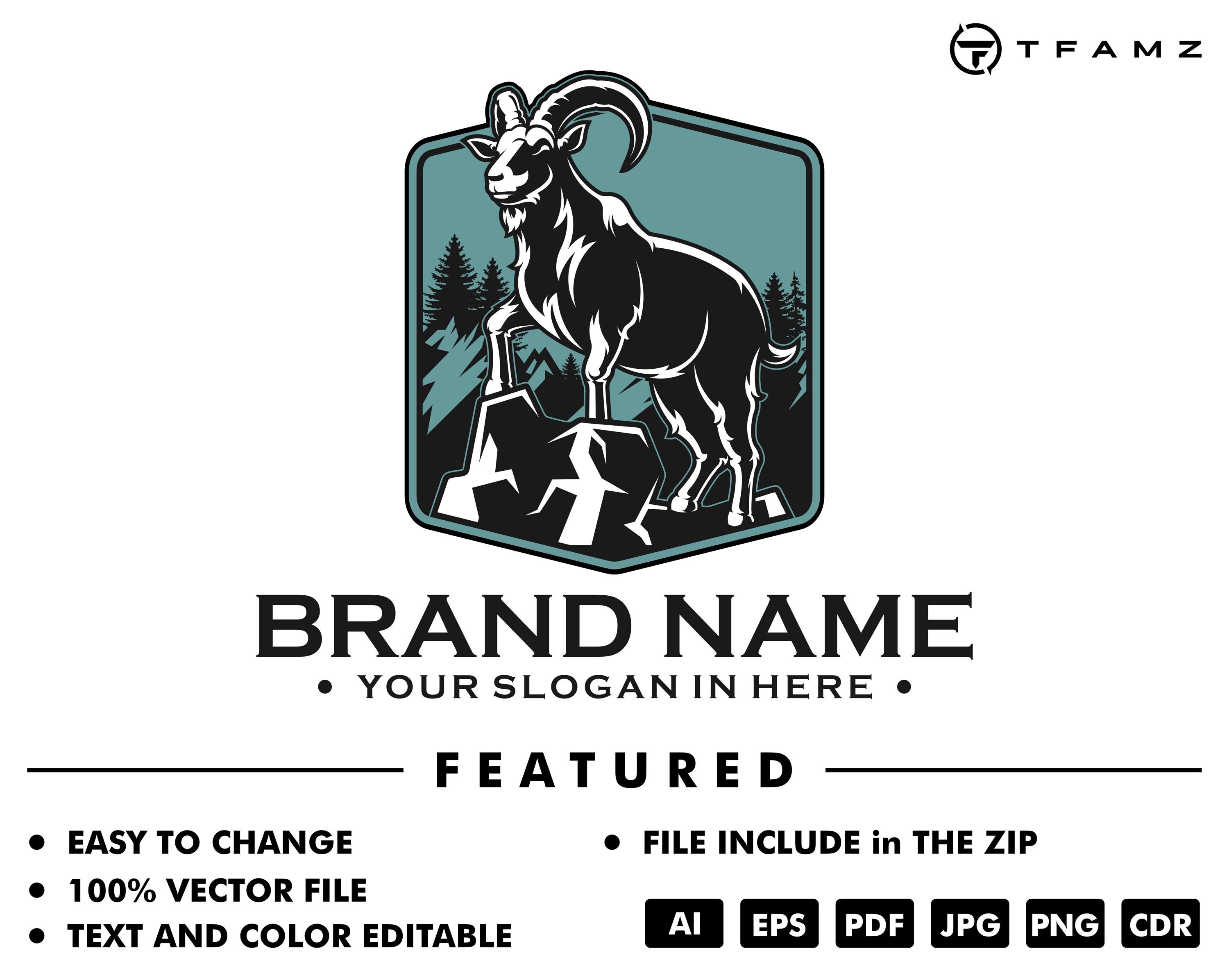 Mountain Goat Logo - Goat Logo - Mountain Logo - Hunter - Animal Logo - Etsy