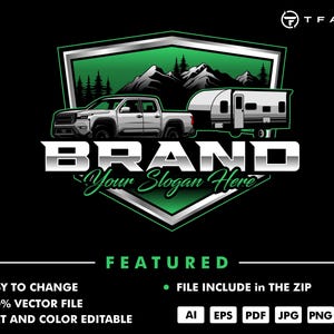 camper trailer logo - pickup logo - rv trailer - trailer -rv travel - camper - rv trailer service - automotive - auto service
