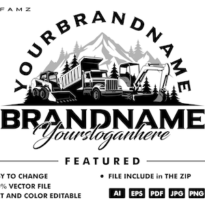 excavator logo - truck logo - heavy equipment - truck vector - excavator vector - service logo - automotive - illustration