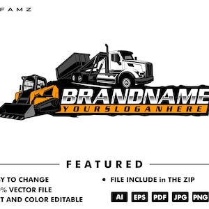 dump truck logo - truck logo - trucking logo - trailer - dump trailer - rental - service - contruction - automotive