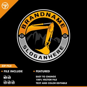 excavator logo - bulldozer - equipment - contruction - vector - illustrator - automotive