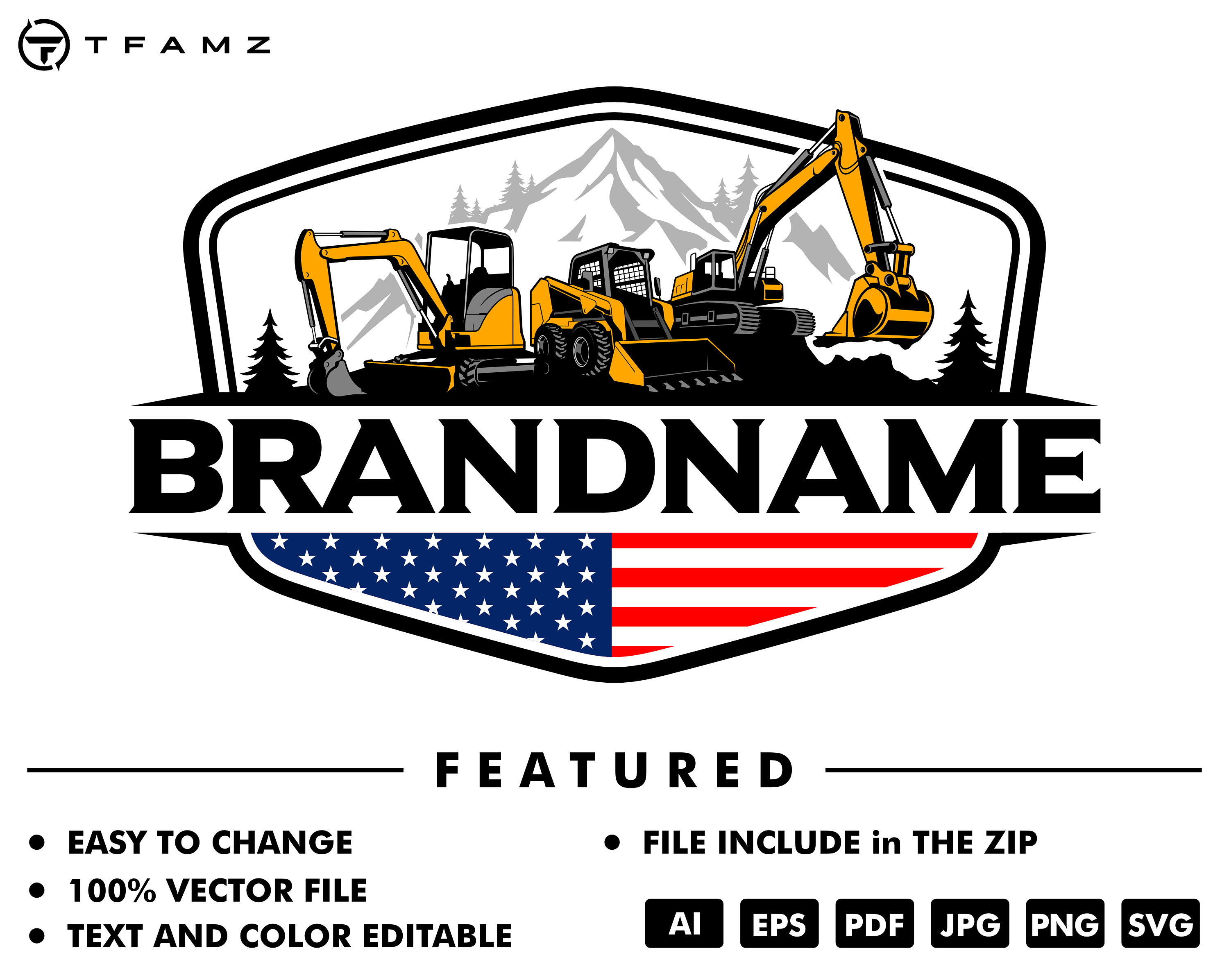 logo escavatore - logo skid steer - vettore escavatore - logo mini escavatore - logo noleggio - attrezzatura pesante - vettore - illustrazione - americano