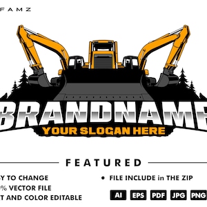 excavator logo template - bulldozer logo - skidsteer logo - heavy equipment - contruction - industrial - equipment rental - logging - loader