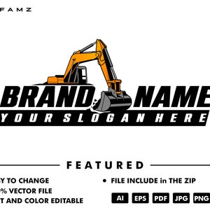 excavator logo - excavator - heavy equipment - dozer - contruction - equipment -  industrial