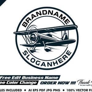 airplane logo - aircraft logo - plane - classic logo - illustration - vector