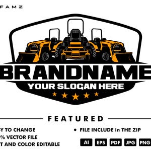 skidsteer logo tempalte - excavator logo - bulldozer logo - turn logo - mower logo - turn lawn logo - logo template