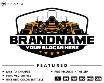 Construction Equipment Logo Template - Customizable Vector Design (Digital Download)