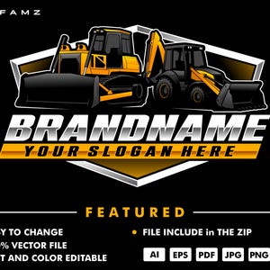 bulldozer logo template - excavator logo - contruction logo - equipment logo - heavy equipment - excavation - heavy equipmen rental