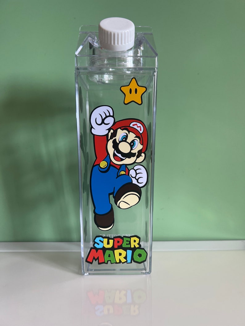 Mario milk carton water bottle-500ml-drinks bottle character bottle image 1