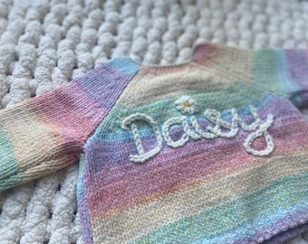Post-To-Me Personalised Baby Name Knit | Jumper not included - please read description first | Hand Embroidered