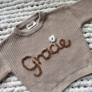 Chunky Name Knit - Personalised hand embroidered cardigan or jumper | Newborn 0-3 3-6 6-9 9-12 months and ages 1-5 years old