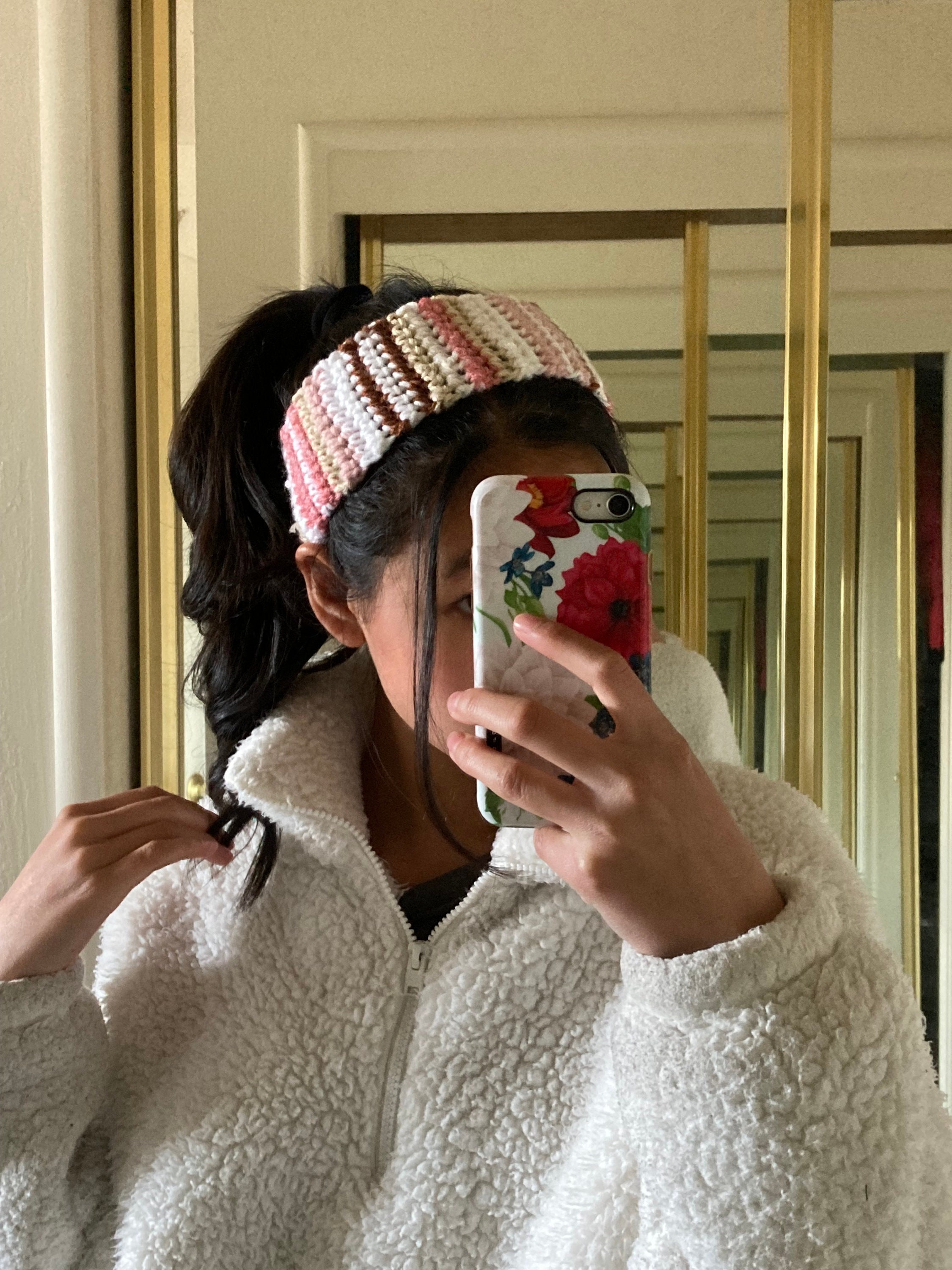 Crochet Headband, Crochet Strawberry Shortcake Aesthetic, Stretch