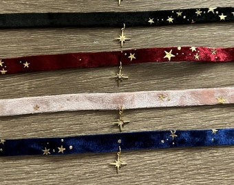 Navy Blue Cosmic Star Velvet Choker