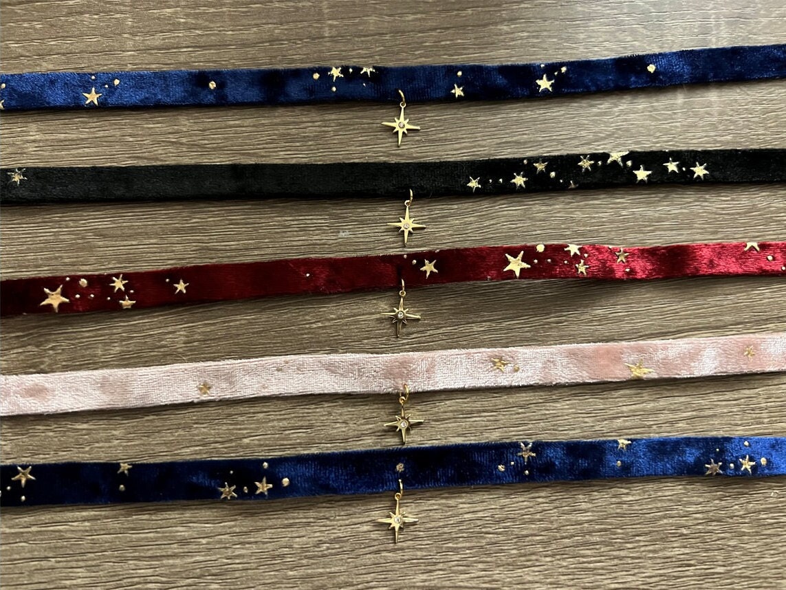 Black Cosmic Star Velvet Choker