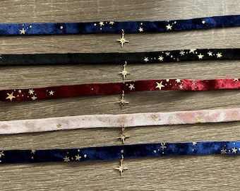 Champagne Pink Cosmic Star Velvet Choker