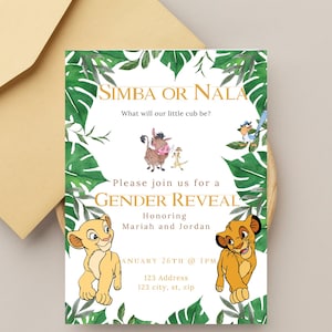 Invito per rivelare il sesso di Simba/Nala