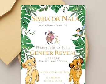 Gender Reveal Simba/Nala Invitation