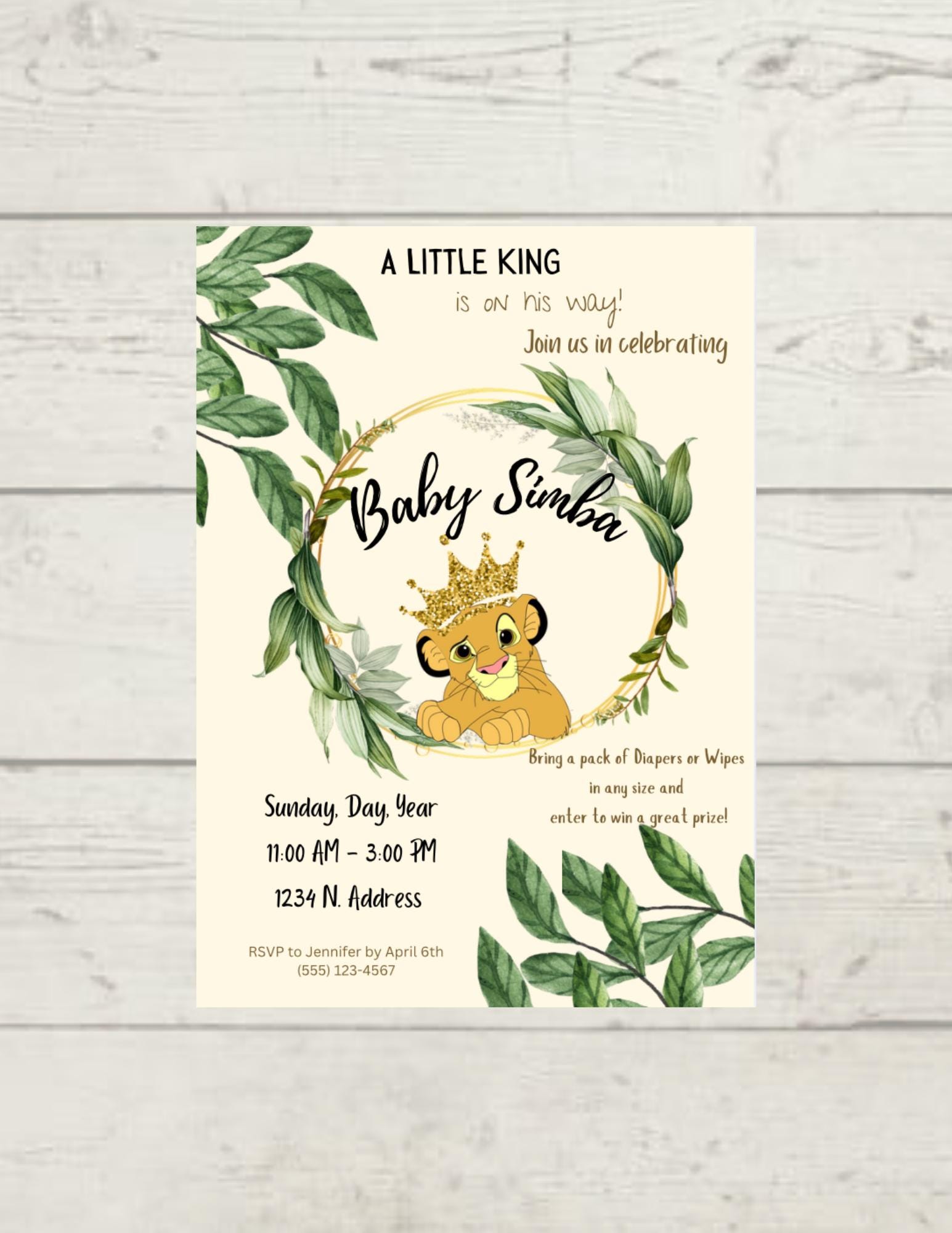 Lion King Baby Shower Invitation Editable, Simba Baby Shower Invite ...
