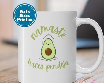 Funny Spanish Mug| Avocado Yoga Pun| Pendeja Spanglish Joke| Mexican Humor Gifts| Meditation Sarcastic Saying Cup| Bilingual Chingona Latina