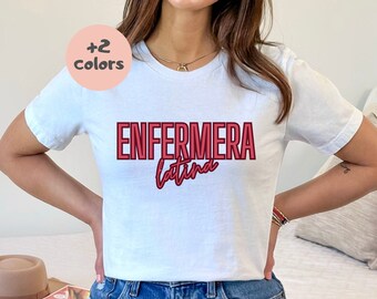 Enfermera Shirt| Latina Nurse Tee| Nursing School Gift| Hispanic Registered Nurse| Floral Retro Nurse Spanish| Latinas in Medicine Shirt