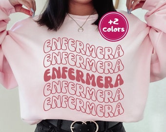 Sudadera Enfermera / Cuello redondo de enfermera latina / Regalo de la escuela de enfermería / Enfermera registrada hispana / Enfermera retro maravillosa / Suéter de latinas en medicina