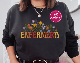 Felpa Enfermera/ Girocollo Infermiera Latina/ Regalo per la Scuola di Infermieristica/ Infermiera Ispanica Registrata/ Infermiera Floreale Retro/ Maglione Latinas in Medicina