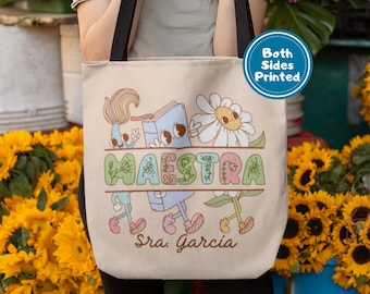 Sac fourre-tout Maestra| Sac personnalisé pour professeur d'espagnol| Fait sur commande | Profesora Espanol| Regalo Personalizado Espagnol| Cadeaux Maestra