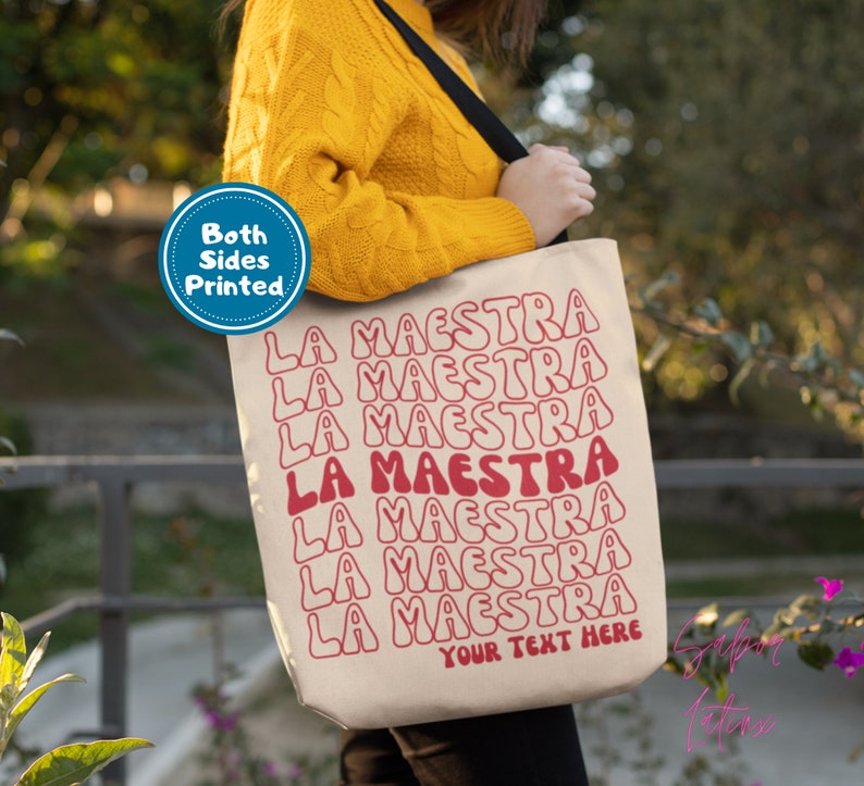 Bilingual Teacher Bag Personalized Maestra Tote Custom Back - Etsy