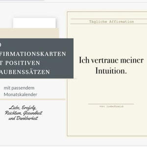 100 Affirmationskarten Glaubenssatzkatzen für mehr Liebe, Reichtum, Erfolg und Dankbarkeit mit passendem Monatsplaner || digitaler Download