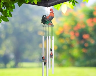 23" long rooster round top wind chime garden patio decoration  garden/home decor new home gifts