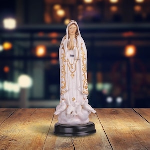 Our lady of fatima statue our lady of the holy rosary of fatima holy figurine religious decoration 5"h room decor room/home decor gifts