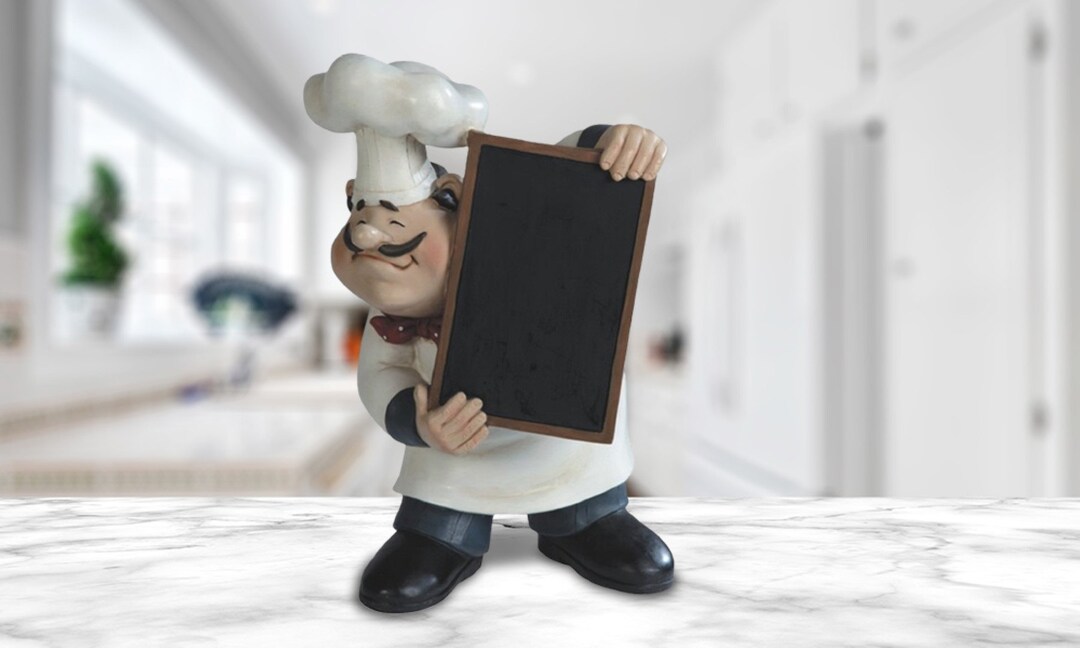 Chef Holding Chalkboard Menu Blackboard Statue Kitchen Etsy