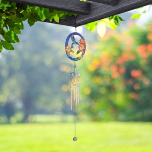 31" long hummingbird with flower suncatcher wind chime garden patio decoration  garden/home decor new home gifts