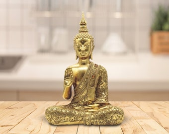 15"h gold thai buddha statue feng shui decoration religious figurine room decor room/home decor new home gifts