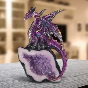 Dragon Guarding Faux Crystal Cave Statue Fantasy Decoration Figurine  Room/Home Decor New Home Holiday Gifts for Him/Her