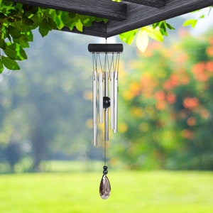 21" long black wooden top gem wind chime  garden/home decor new home gifts