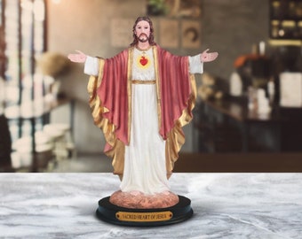 Sacred heart of jesus with open arms statue holy figurine religious decoration 12"h room/home decor new home gifts