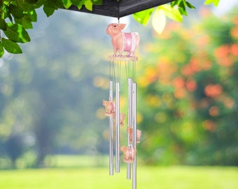 23" long pink pig round top wind chime  garden/home decor new home gifts