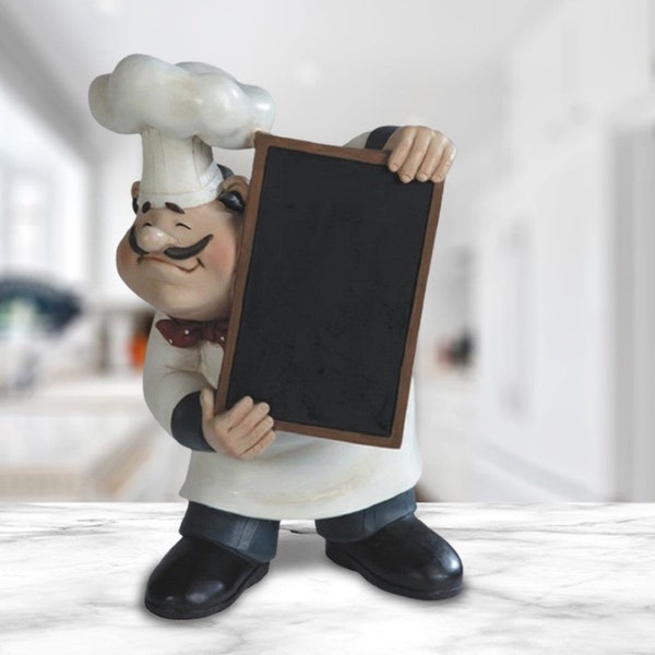 Chef holding chalkboard menu blackboard statue kitchen decoration figurine 11"h room/home decor new home gifts