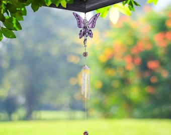 28" long fairy pewter gem wind chime  garden/home decor new home gifts