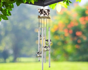 23" long round top cow wind chime  garden/home decor new home gifts