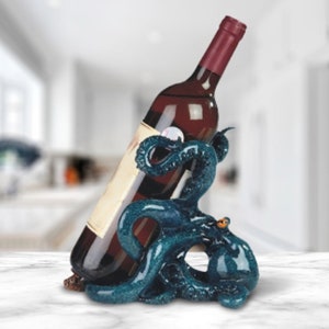 8.25"W Blue Octopus Wine Rack Bottle Holder Dining Room Decoration Figurine Room/Home Decor New Home Gifts