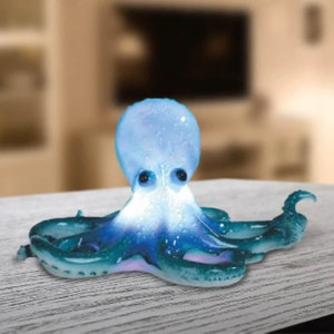 9"h led blue octopus night light  marine life figurine room/home decor new home gifts