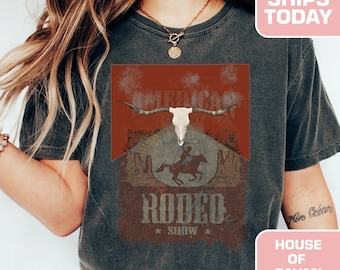 Vintage Western Rodeo Shirt – Comfort Colors® Oversized Graphic Tee, Retro Country Music Western Shirt for Women, American Rodeo Tee