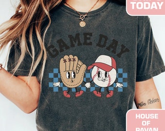 Baseball Mom Shirt – Vintage Comfort Colors® Game Day Tee, Soft Sports Mom Gift for Her, Cute T-Ball & Game Day Outfit