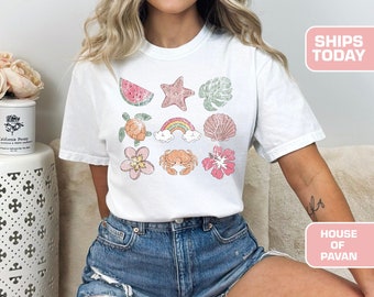 Beach Vibes Graphic Tee - Comfort Colors® Sommerferien Shirt, Retro Ocean T-Shirt, Damen Küstenreise Outfit, für Frauen, Ozeanliebhaber