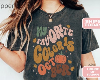 October Graphic Tee | Vintage Pumpkin Spice Comfort Colors Shirt