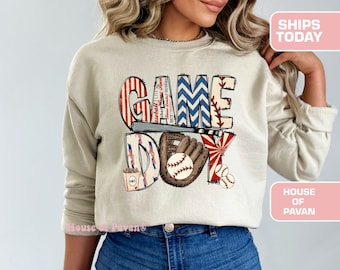 Baseball Game Day Sweatshirt, T-Mom Shirt, Baseball Crewneck For Women, Sports Mom, Mothers Day Gift, Family Baseball Shirt, Oversized Crew