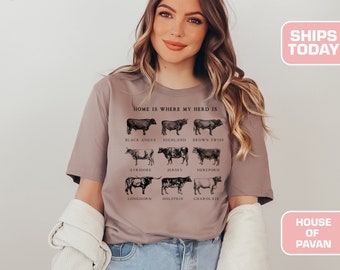 Home is Where My Herd Is, Farm Theme Shirt, Vintage Inspired Tee Shirt, Western Graphic Tee, Vintage Western Wear, Retro Tee Shirt, Boho Tee